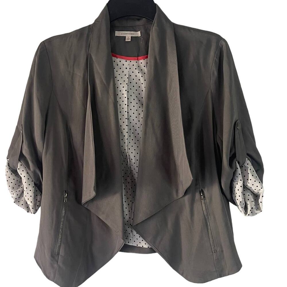 41 Hawthorn Small Grey Office Career Drape Front Blazer Interview‎ Outfit Women